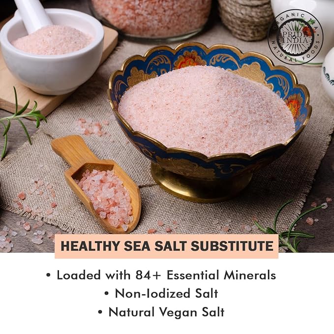 Pride Of India - Pure Himalayan Pink Salt - Enriched w/ 84+ Natural Minerals, Fine Grind Dual