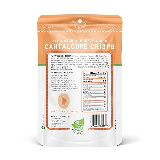 Nature’s Turn Freeze-Dried Cantaloupe Crisps – Healthy, Gluten-Free, Crispy & Delicious