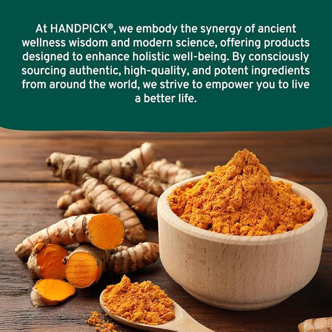 HANDPICK Lakadong High Curcumin Turmeric Powder (226g/ 8oz) Non GMO, Gluten Free, 100% Raw, Sourced