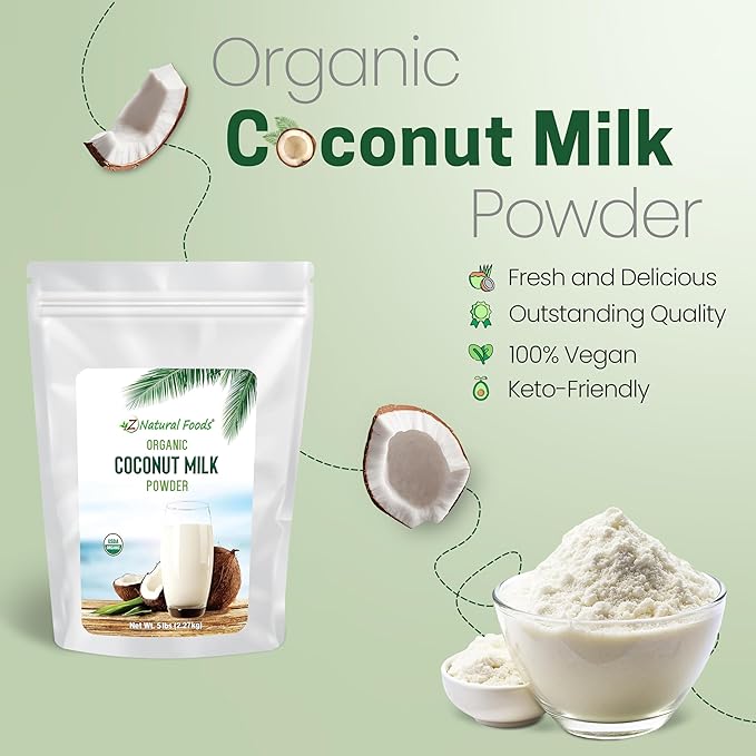 Z Natural Foods Organic Coconut Milk Powder - All-Natural Vegan Dairy-Free Alternative with MCTs