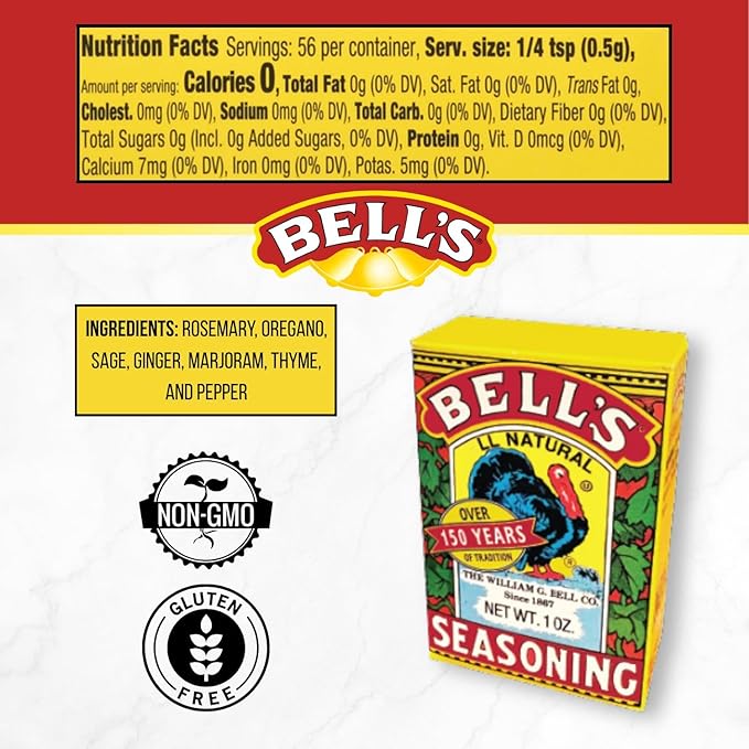 Bell's All Natural Seasoning ??1 oz Box ??Classic Salt-Free Poultry Blend ??Gluten-Free, Kosher