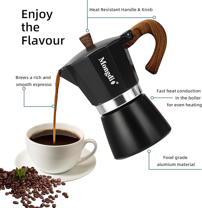 Mongdio Stovetop Espresso Maker Moka Pot, Cuban Coffee Maker Stove top coffee maker Moka Italian
