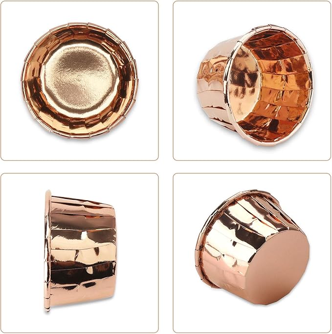 EUSOAR Gold Cupcake Cups, 1.9" x 1.6" x2.7" Disposable Muffin Liners 50pcs, Rose Gold Cupcake