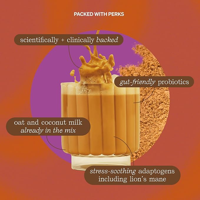 Clevr Blends Chai Tea Latte, Instant Superfood Powder Blend with Oat Milk, Lions Mane, Reishi