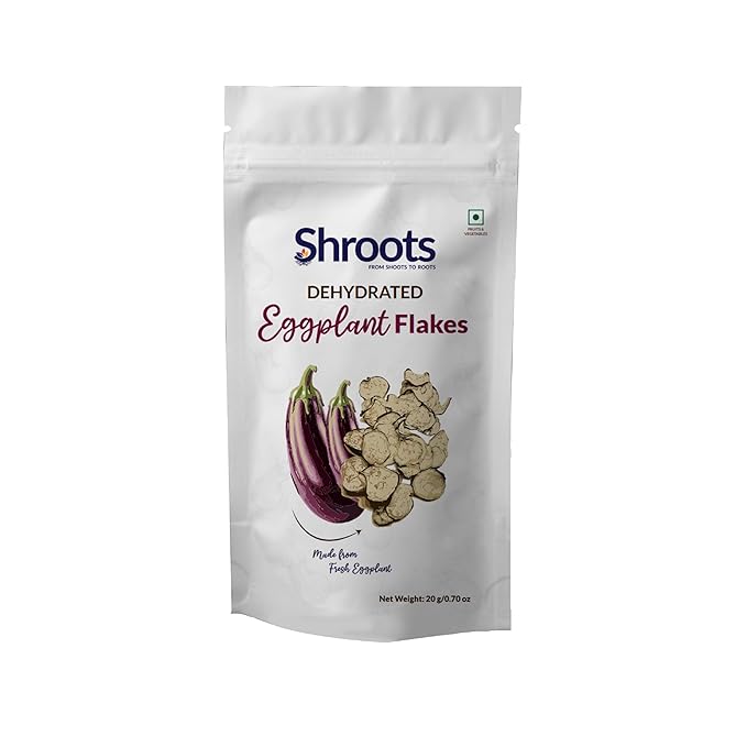 SHROOTS Dehydrated Eggplant Flakes Pure Vegetarian Gluten-Free No Added Salt Easy Cooking Machine