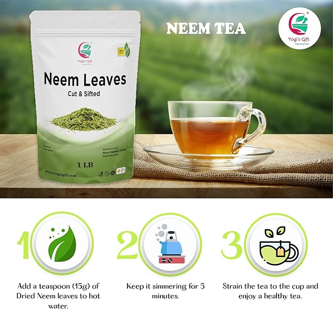 Neem Leaf 1 lb (454 grams) | 100% Natural Tea | Neem Leaves Cut and Sifted | Azadirachta Indica