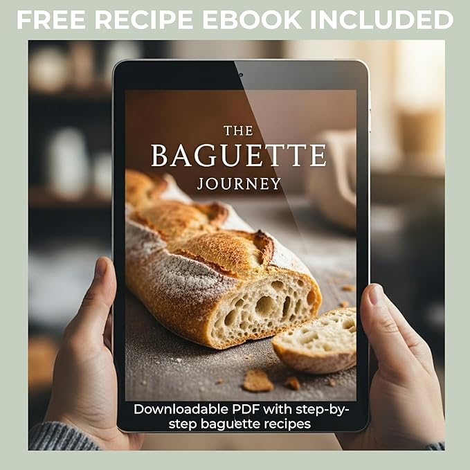 15 Inch Baguette Proofing Basket Set of 2 with Cotton Liners & Baguette Recipe eBook- Handcrafted