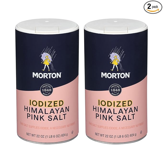 Morton Iodized Himalayan Pink Salt, 22 oz (2 Pack)