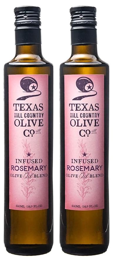 Texas Hill Country Olive Co Rosemary Infused Olive Oil - Cold Pressed Gourmet EVOO Olive Oil
