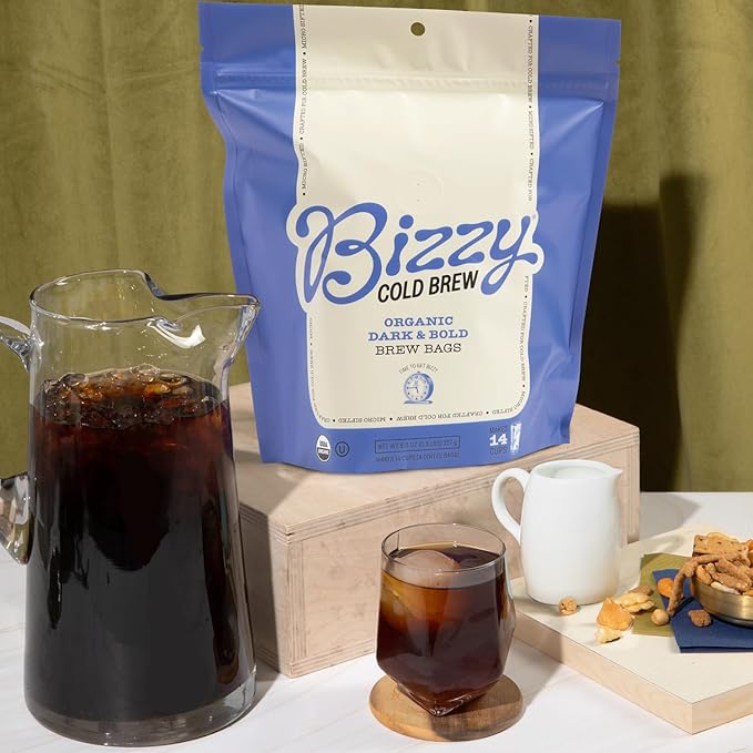 Bizzy Organic Cold Brew Coffee | Dark & Bold Blend | Coarse Ground Coffee | Dark Roast | Micro