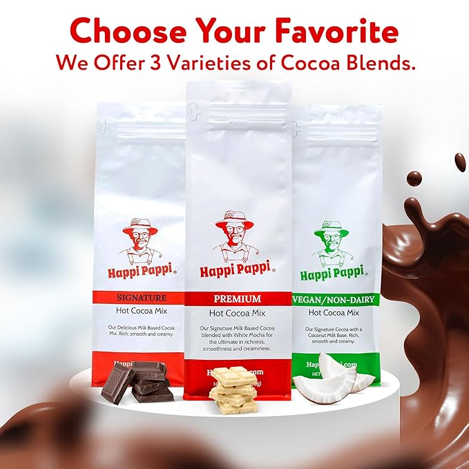 Happi Pappi - Premium Hot Cocoa Mix, Dairy-Based Rich and Creamy Chocolate Powder for Drinks &