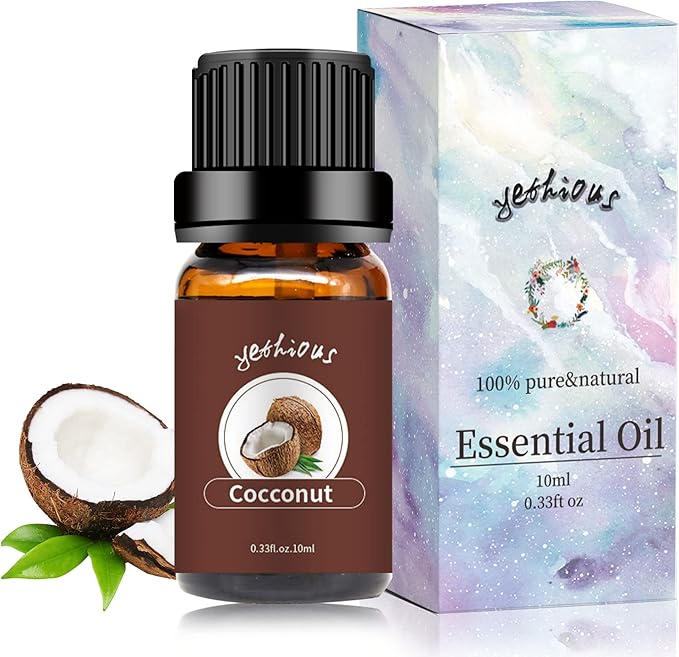 yethious Coconut Essential Oil for Diffuser, Skin, Hair, Massage Pure Natural Organic Coconut Oil