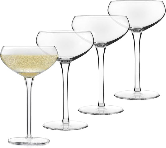 Libbey Signature Kentfield Coupe Cocktail Glasses Set of 4, Coupe Bowl Stemmed Cocktail Glasses