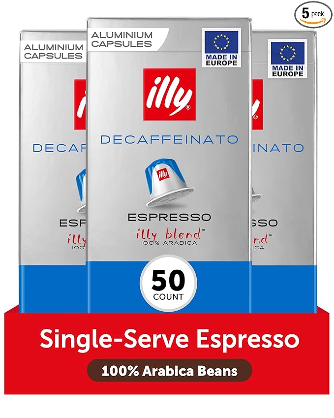 illy Aluminum Espresso Capsules - Compatible with Nespresso Machines - Decaf Coffee - Mild &