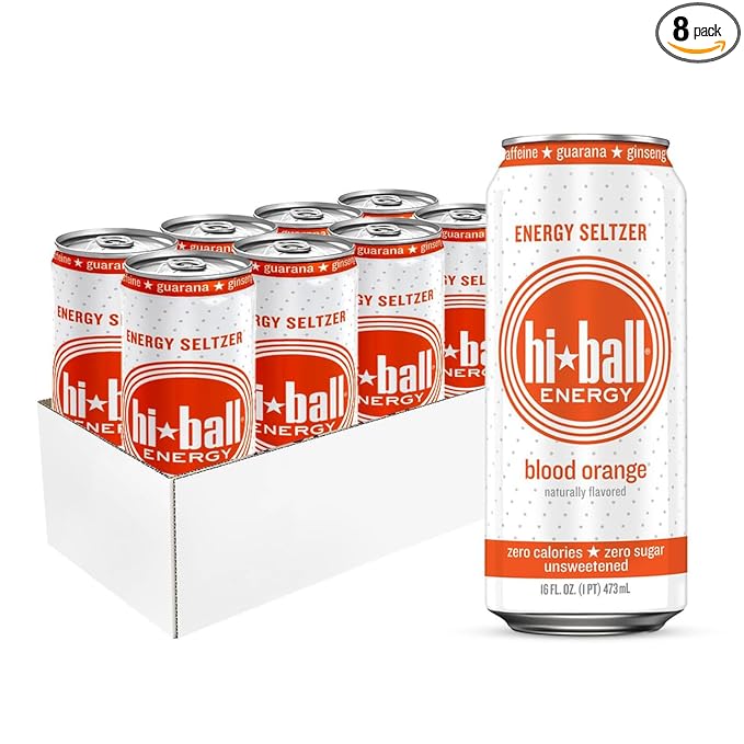 Hiball Energy Seltzer Water, Caffeinated Sparkling Water Made with Vitamin B12 and Vitamin B6