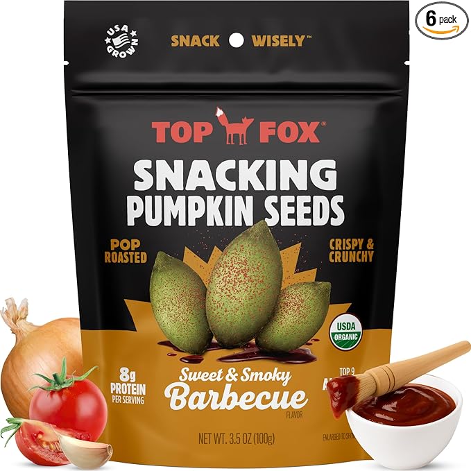 Top Fox Snacks BBQ Pumpkin Seeds to Eat (Barbecue, 3.5 oz – 6 Pack) - Gluten Free Snacks, Healthy