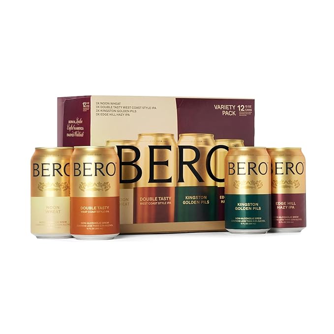 BERO Variety Pack Non-Alcoholic Beer, 12-Pack IPA, Wheat & Pils Craft Brews, NA Beer by Tom