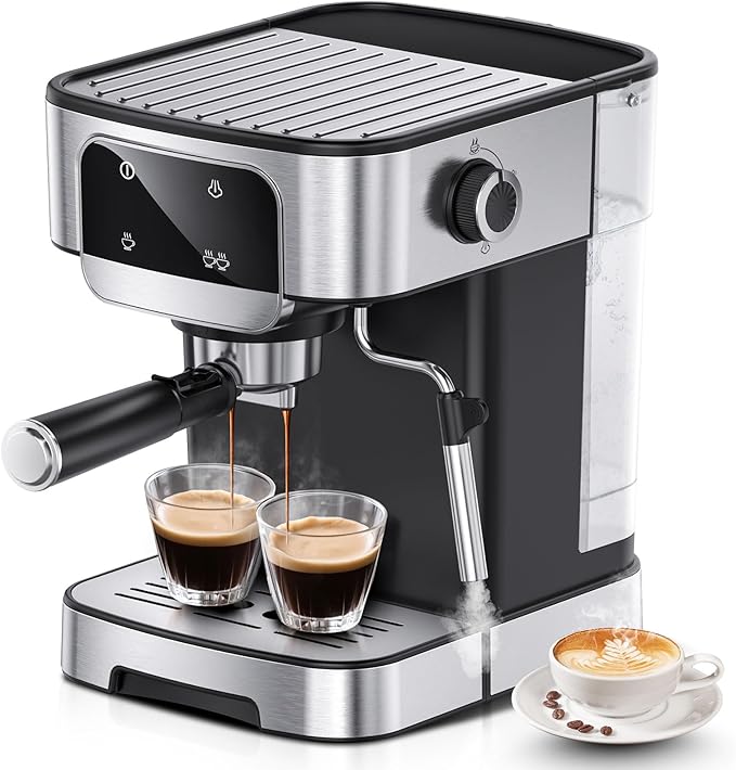 Espresso Machine 20 Bar, Professional Espresso Maker with Power Milk Frother，Compact Espresso