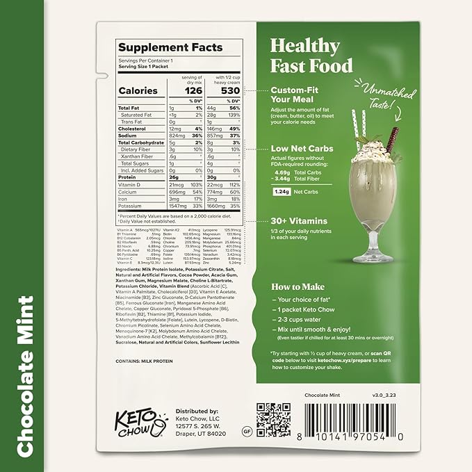 KETO CHOW CHOCOLATE MINT - 1 MEAL PACK