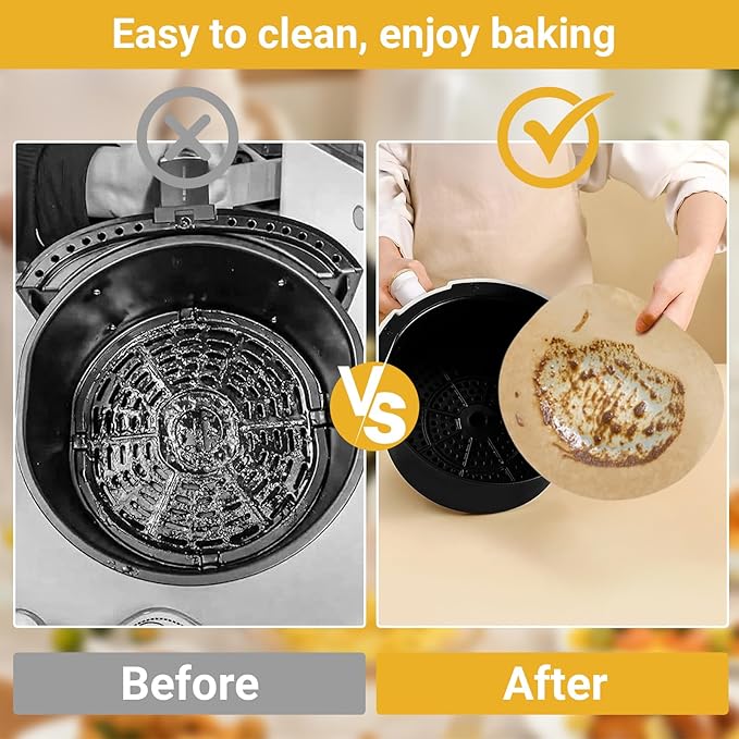 Beasea Air Fryer Round Liners 12 Inch, 200pcs Air Fryer Parchment Paper Unbleached Disposable Fryer