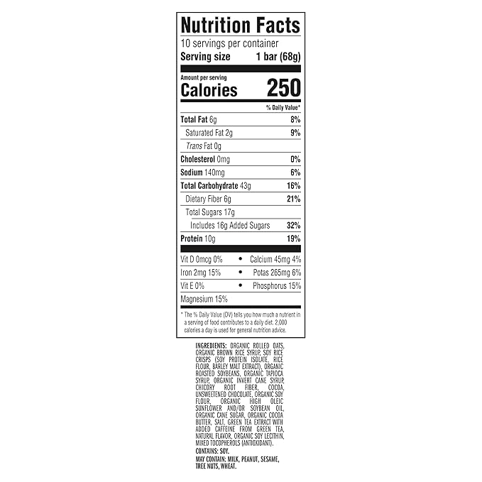 CLIF BAR - Cool Mint Chocolate with Caffeine - Made with Organic Oats - Energy Bars - Non-GMO