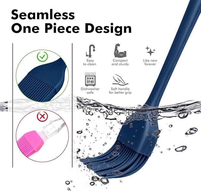 HOTEC 2 pieces Set Basting Brushes Silicone Heat Resistant Pastry Brushes Spread Oil Butter Sauce