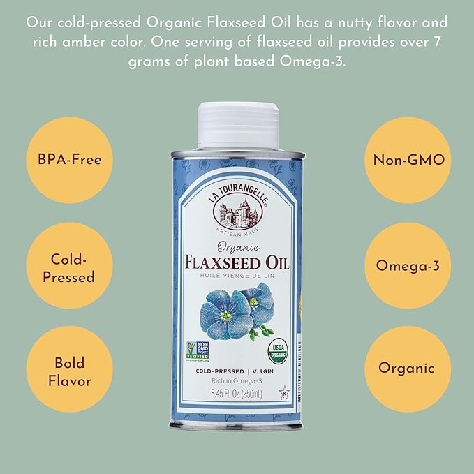 La Tourangelle, Organic Flaxseed Oil, Essential Omega-3 to Improve Heart Health, Vegan, Non-GMO