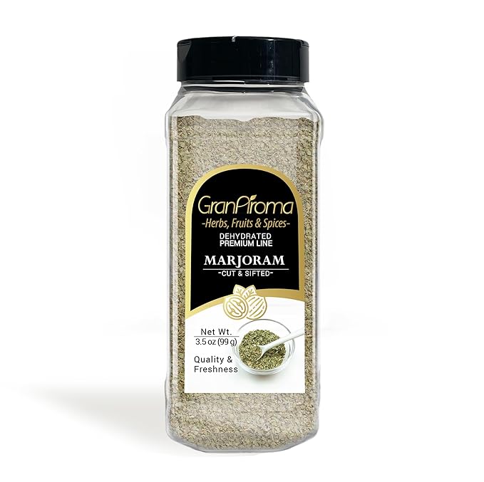 GranAroma Marjoram Cut & Sifted, French & Italian Cuisine, Savory Seasoning (3.52 Ounce)
