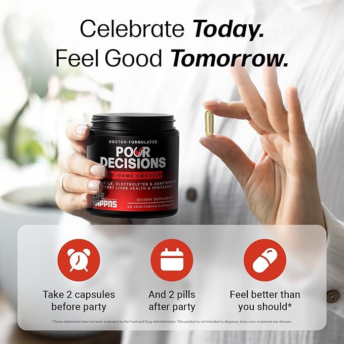 Life Happns Pour Decisions Liver Health Supplement with Milk Thistle, Vitamin B6, Electrolytes