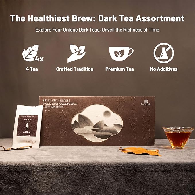 iTeaworld Chinese Dark Tea Sampler, Includes Aged Pu'erh, Liu Bao, Anhua, Hubei, 20 Packs with 20