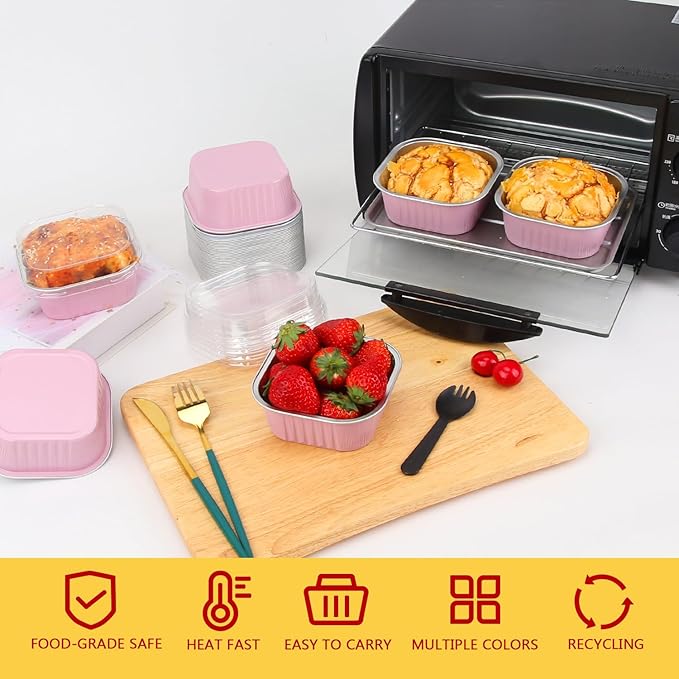 120pack/10oz Mini Cake Foil Pans with Lids,LNYZQUS 4?�x4??Large Cupcake Pan Disposable