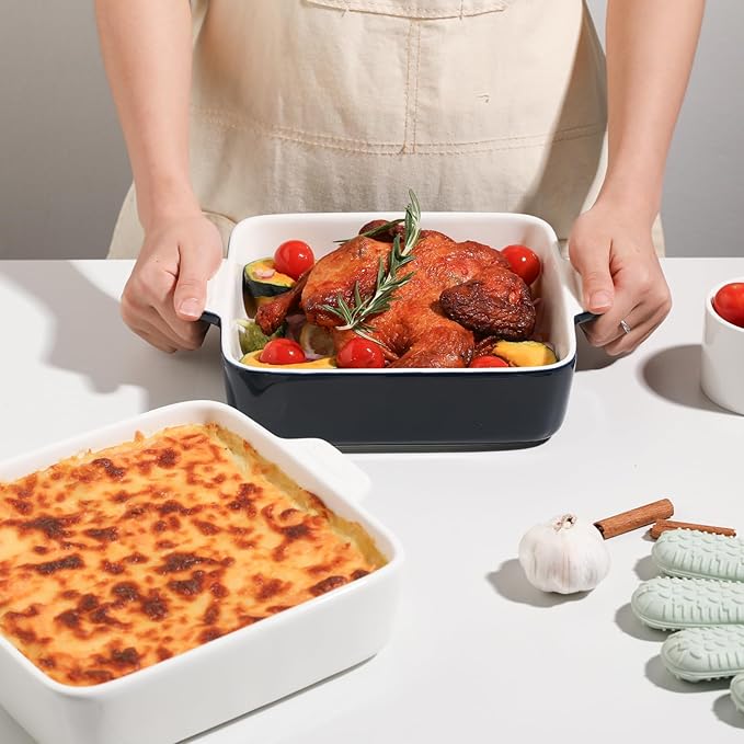 Sweejar Ceramic Baking Dish, 8 x 8 Cake Baking Pan for Brownie, Porcelain Square Bakeware with