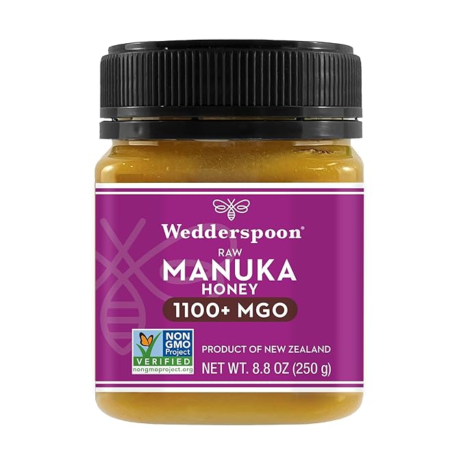 Wedderspoon Raw Premium Manuka Honey, 1100+ MGO, 8.8 Oz, Unpasteurized New Zealand Honey, From Our