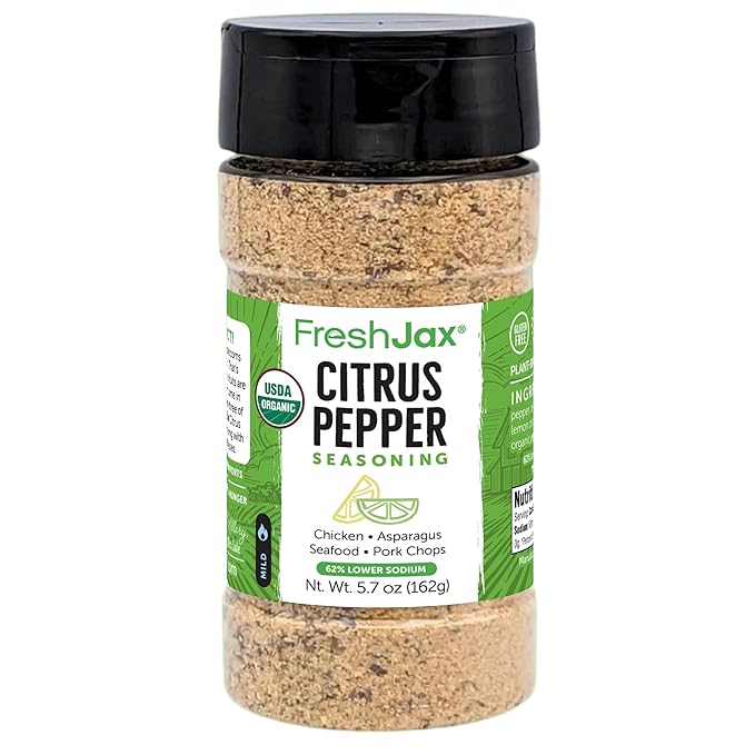 FreshJax Organic Citrus Pepper Seasoning ??5.7 oz | Zesty Lemon Pepper Spice Blend for Chicken