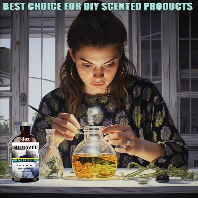 Fresh Linen Essential Oil, Fresh Linen Oil 4 Fl Oz 120ML for Diffuser Humidifier Yoga Cleaning DIY
