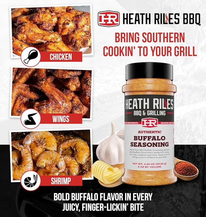 Heath Riles BBQ Rub - Buffalo Seasoning, Champion Pitmaster Recipe, Legendary Rubs For Smoking &
