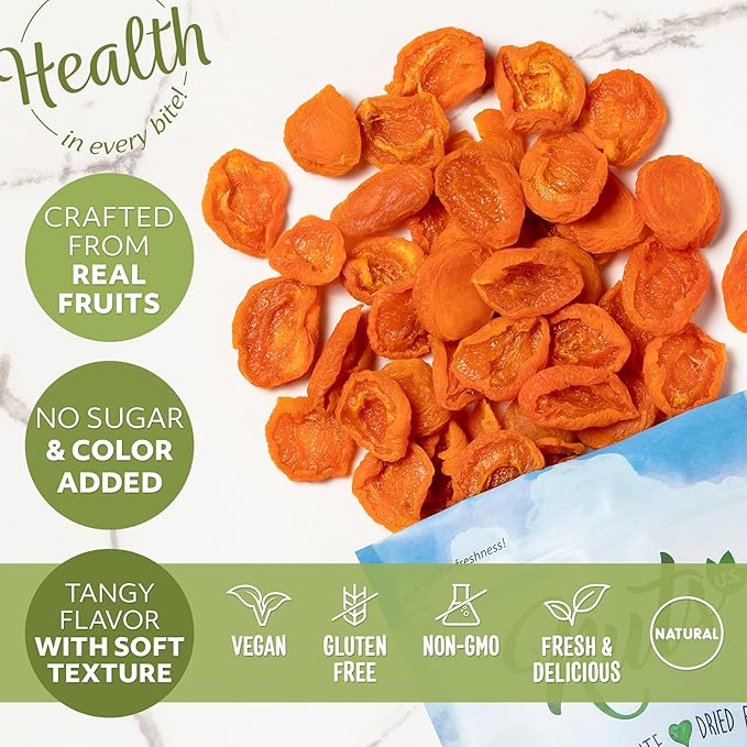 NUTS U.S. - California Sun Dried Fancy Apricots | Juicy and Tangy Flavor | No Sugar or Color Added