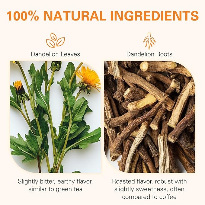 WT WEETEE Dandelion Leaf & Root Tea Bags, 100% Pure Dandelion Leaf and Roasted Dandelion Root