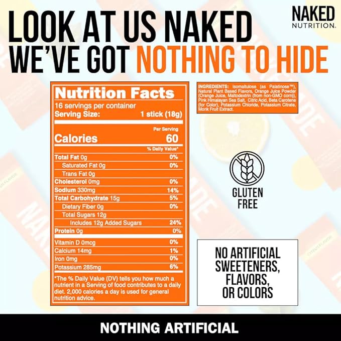 Nakedade Citrus ??Performance Enhancing Sports Drink Powder - Electrolyte Powder ??No GMOs or