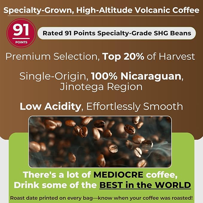 Specialty Volcanic Nicaraguan - The Santa Lucia Experience, Coffee Variety Pack - Light, Medium &