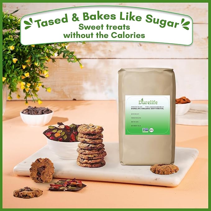 Durelife USDA organic erythritol sweetener, non gmo verified, Keto certified, No After Taste