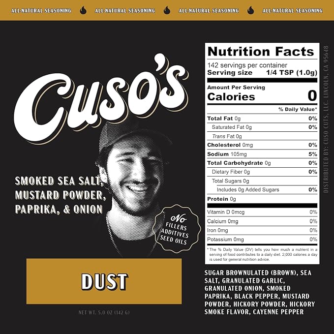 Cuso Cuts Dust BBQ Seasoning Rub - Steak Seasoning for Smoking, Grill. & Marinade - Spices for