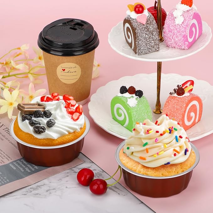 Beasea Aluminum Baking Cups, 8oz 200 Pack Disposable Ramekins Foil Cups Baking 3.9" Ramekin Cup
