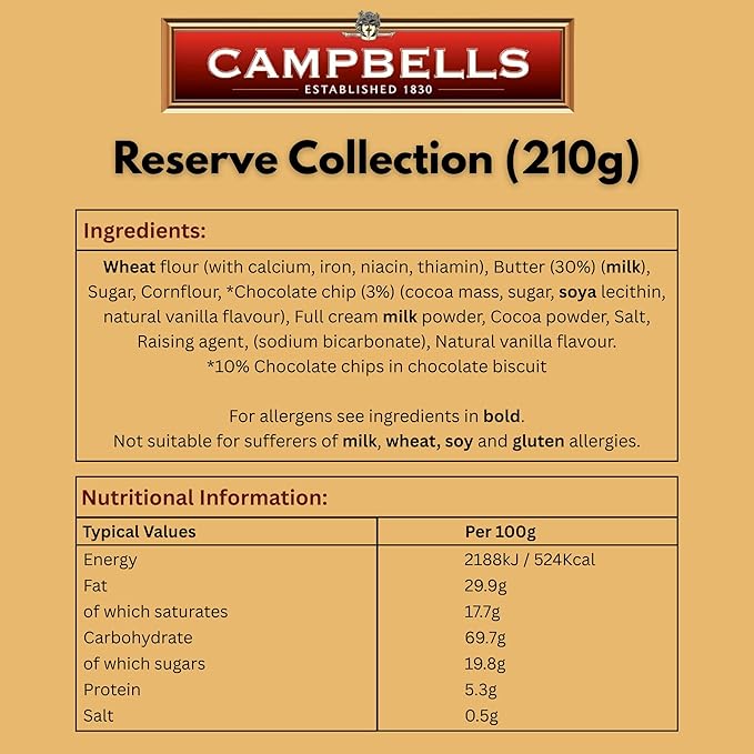 Campbells Shortbread Reserve Collection Carton 7.4 Oz (210g) - Scottish All-Butter Shortbread
