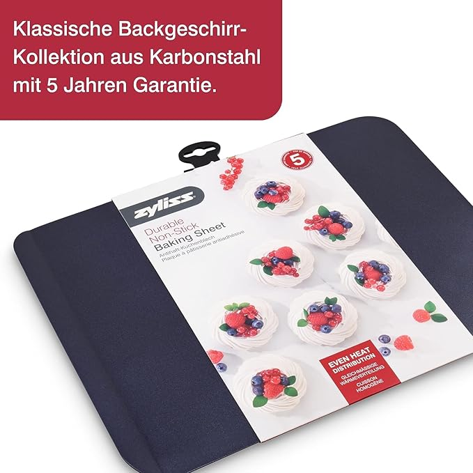Zyliss E980192 Non-Stick Baking Sheet | Carbon Steel | Dark Blue | Baking Tin/Bakeware/Roasting |