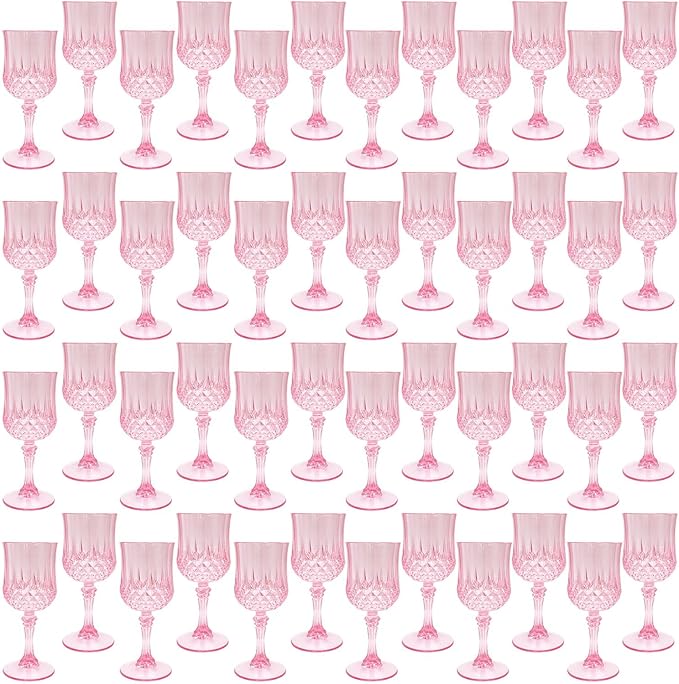 Plastic Wine Glasses，Plastic Goblets Vintage Style Cordial Drinking Glasses for Wedding Reception