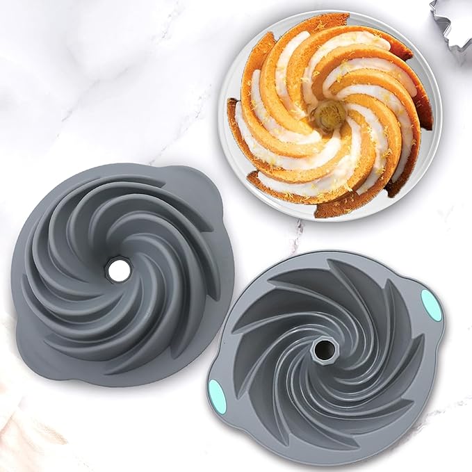 Tongjude 4 Pieces Silicone Fluted Cake Pans, 6/7/8 Cups Tube Baking Pan, Non-Stick Kitchen Oven