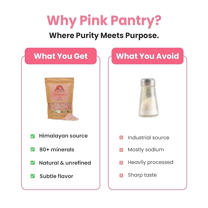Pink Pantry Himalayan Pink Salt, 100% Pure Himalayan Salt, Non-GMO, Kosher Certified, No Additives