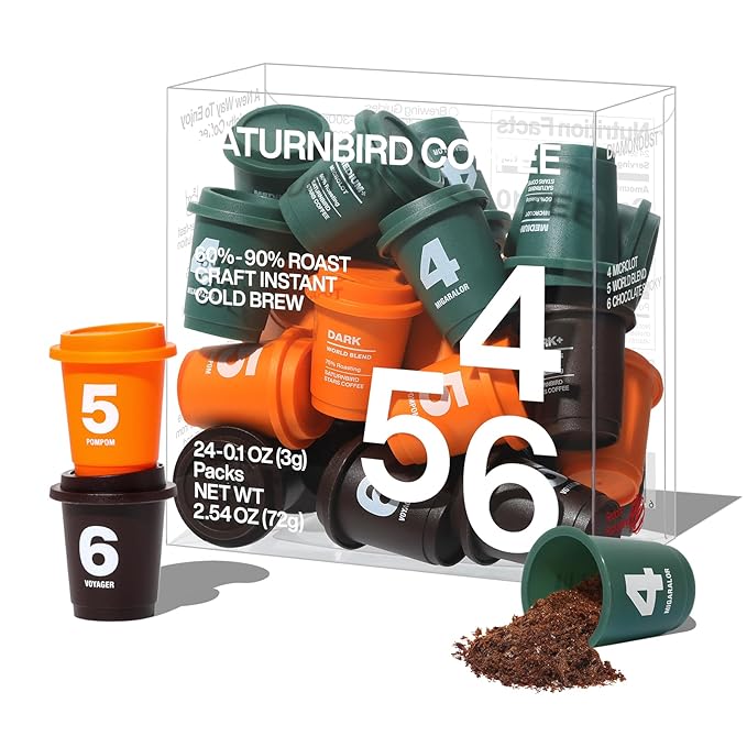 SATURNBIRD Coffee Instant Cold Brew - Medium, Dark Roast Variety Pack, 3 Roast Levels (NO.4-6)