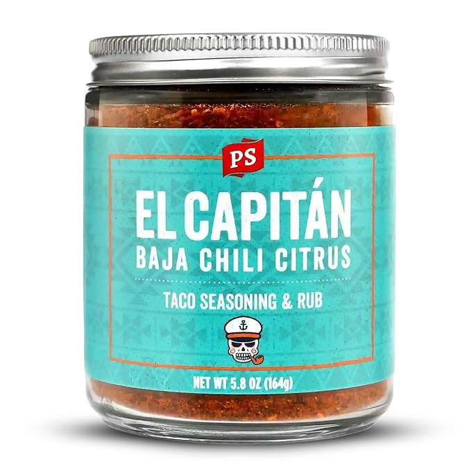 PS Seasoning El Capitan - Baja Chili Citrus Street Taco Seasoning Mix, Dry BBQ Rub for Tacos
